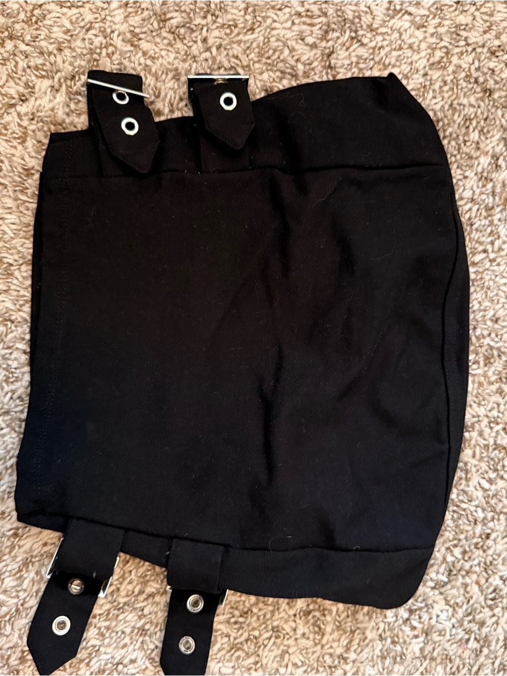 Self Esteem Black Buckle Strap Mini Skirt